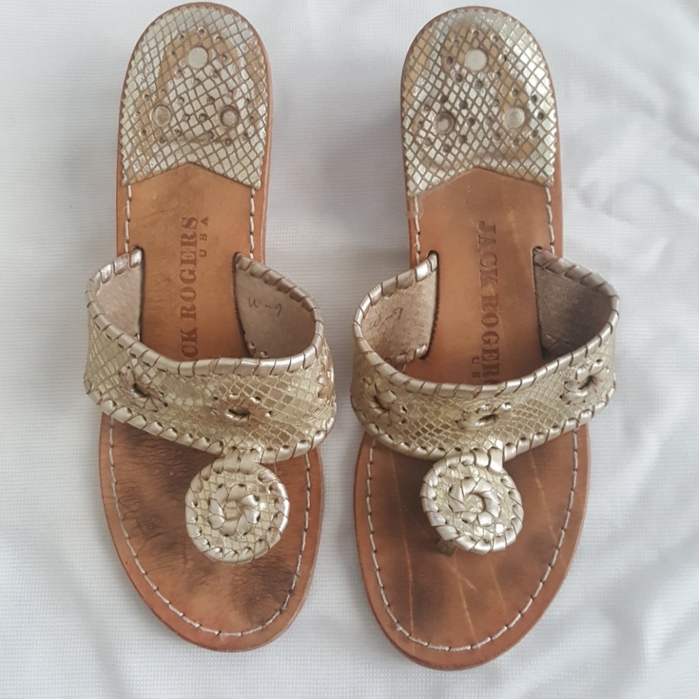 Jack Rogers Mid Wedge Sandals- Classic Gold